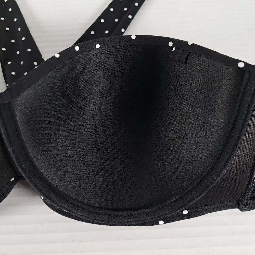 Coco Reef Bikini Swim Top Womens 36/38 C Black White Polka Dot Halter Underwire